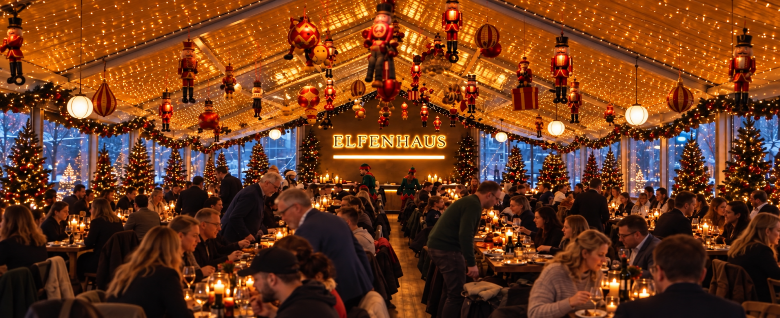 Restaurant Elfenhaus auf dem Weihnachtsmarkt im Mediapark